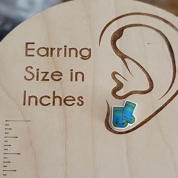 ARGYLE SOCKS Kawaii Stud Earrings - Picture 3 of 6